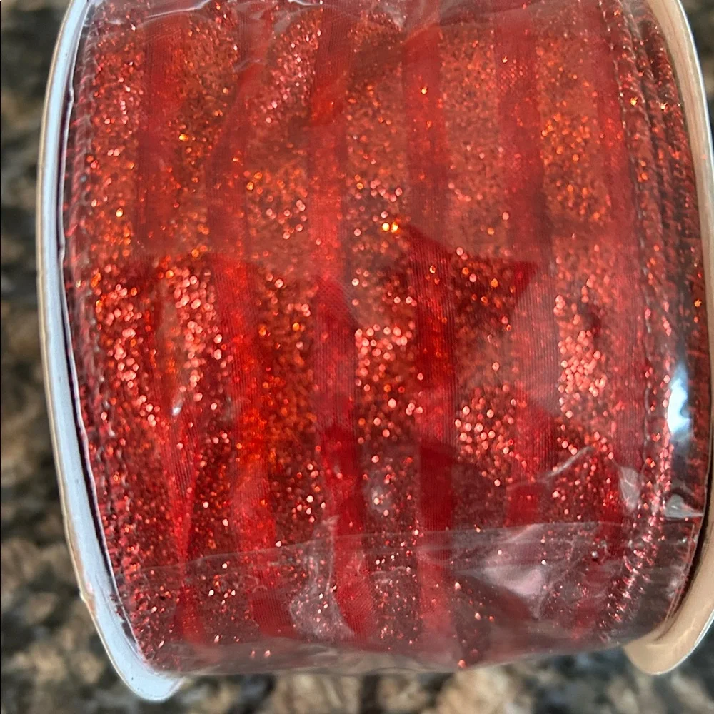 CELEBRATE IT SPARKLING ASSORTED RED WIRED RIBBON LOT OF 3 NWT